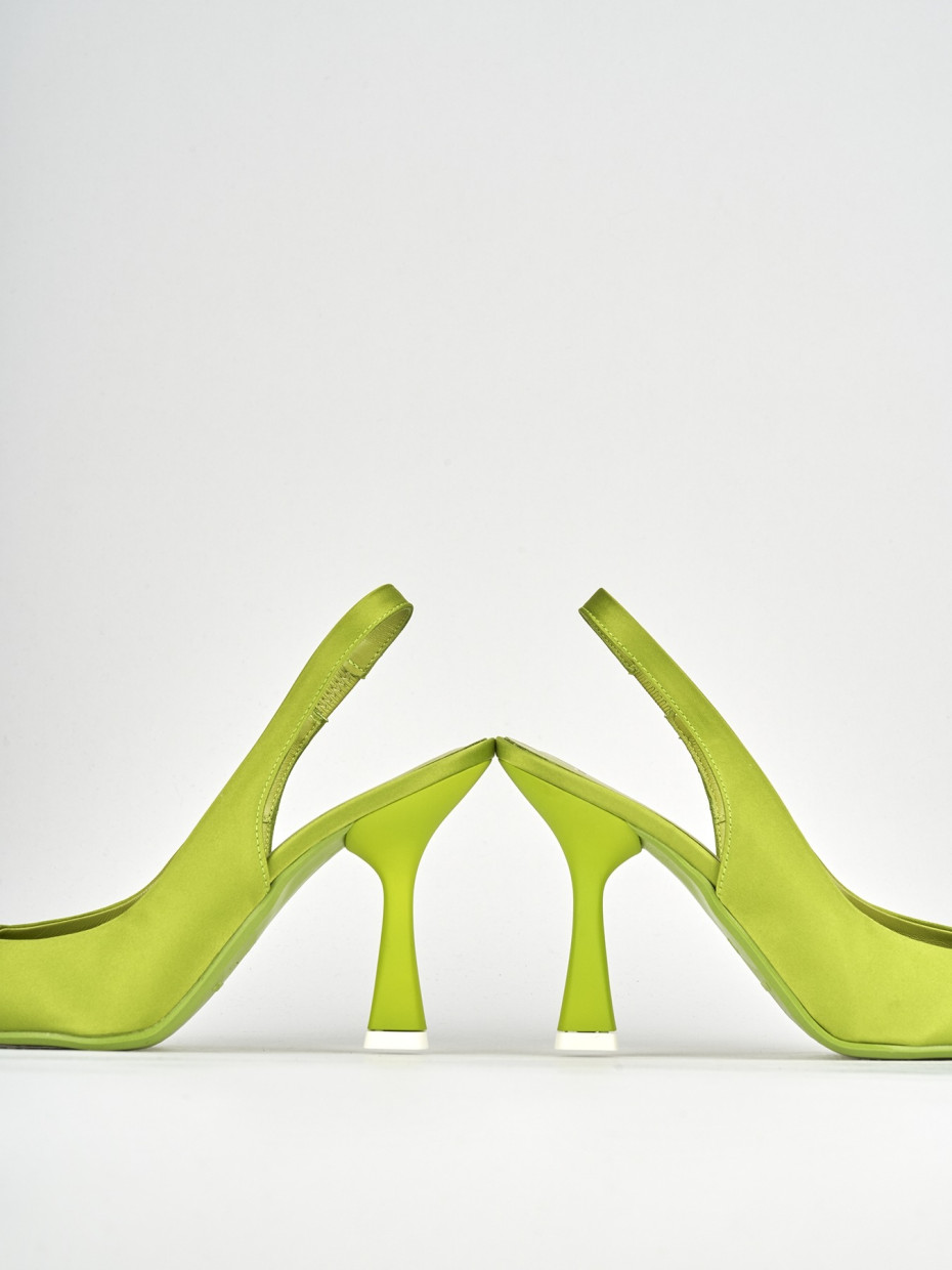 Pumps heel 9 cm green satin