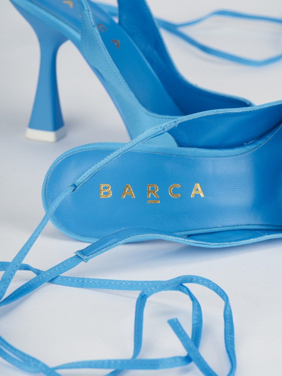 Slingback decolt tacco 9 cm azzurro raso Barca Stores