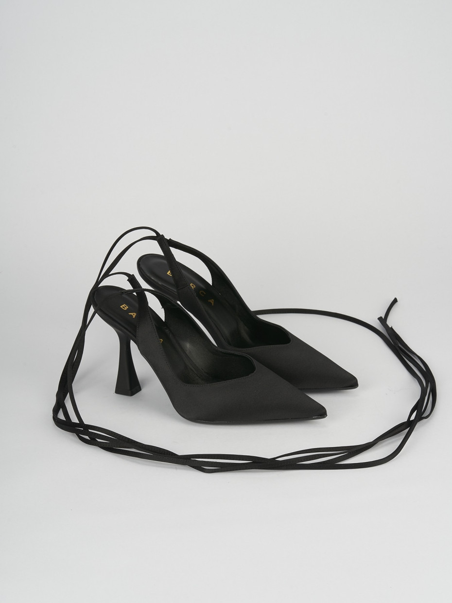 Slingback decoltè tacco 9 cm nero raso
