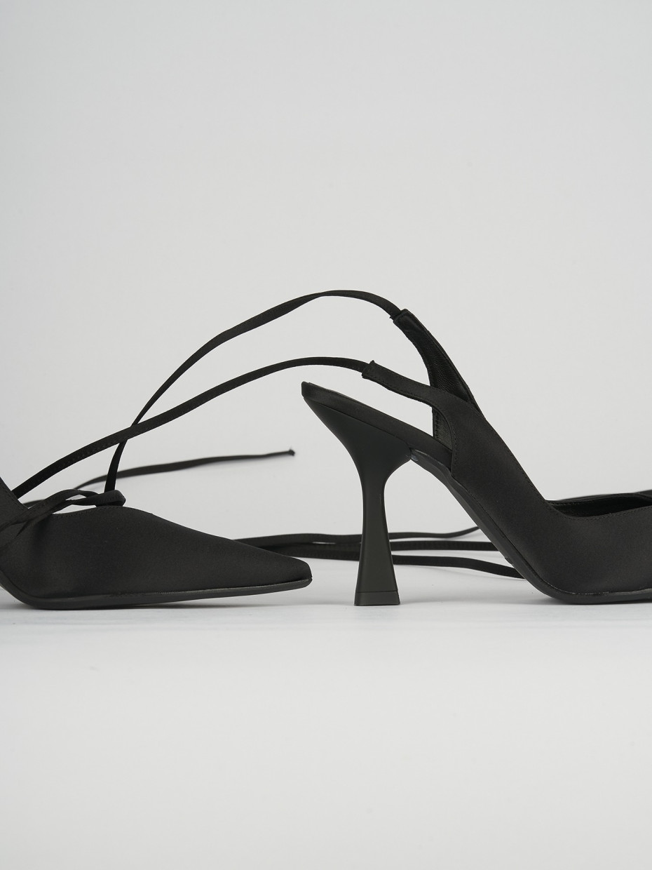 Slingback decoltè tacco 9 cm nero raso