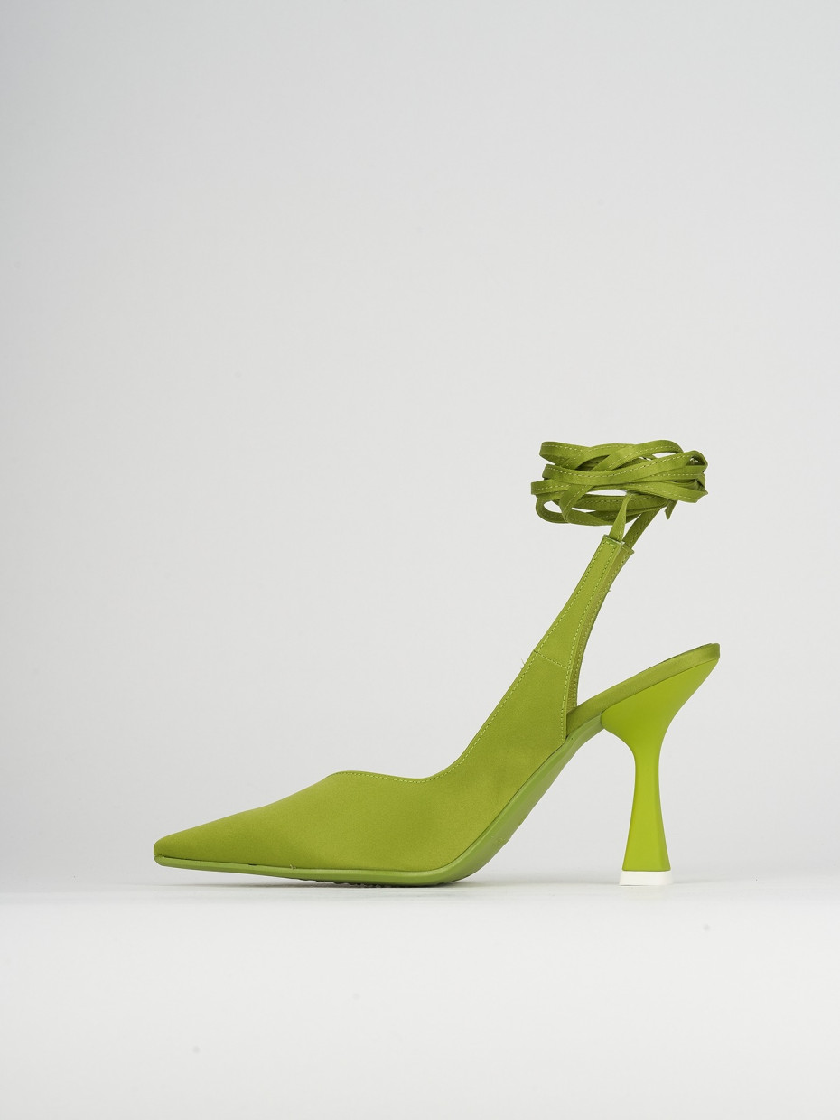 Pumps heel 9 cm green satin