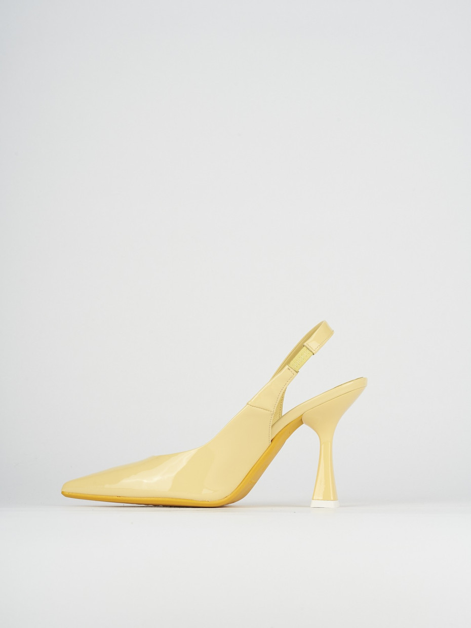 Slingback decoltè tacco 9 cm giallo vernice