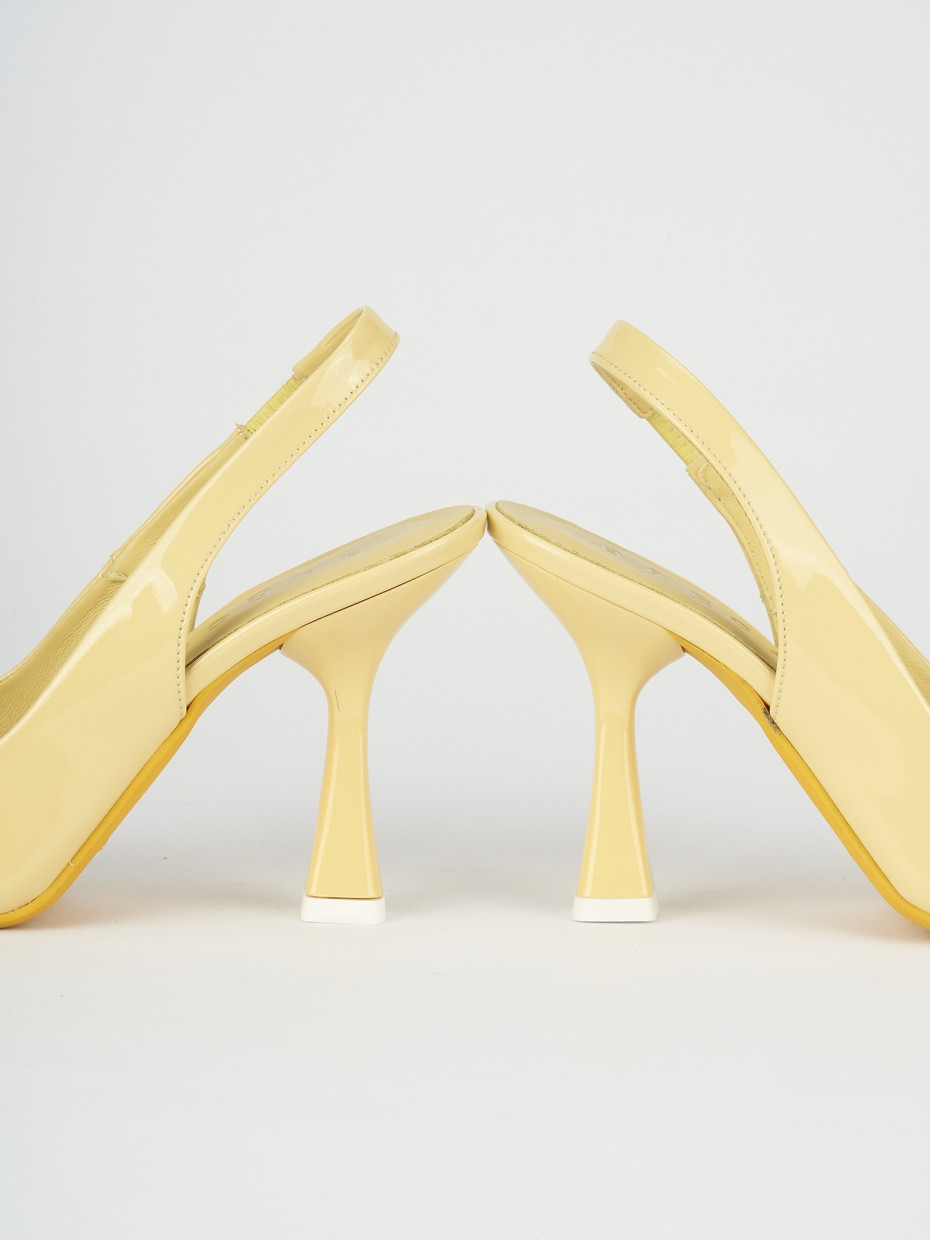 Slingback decolte tacco 9 cm giallo vernice Barca Stores