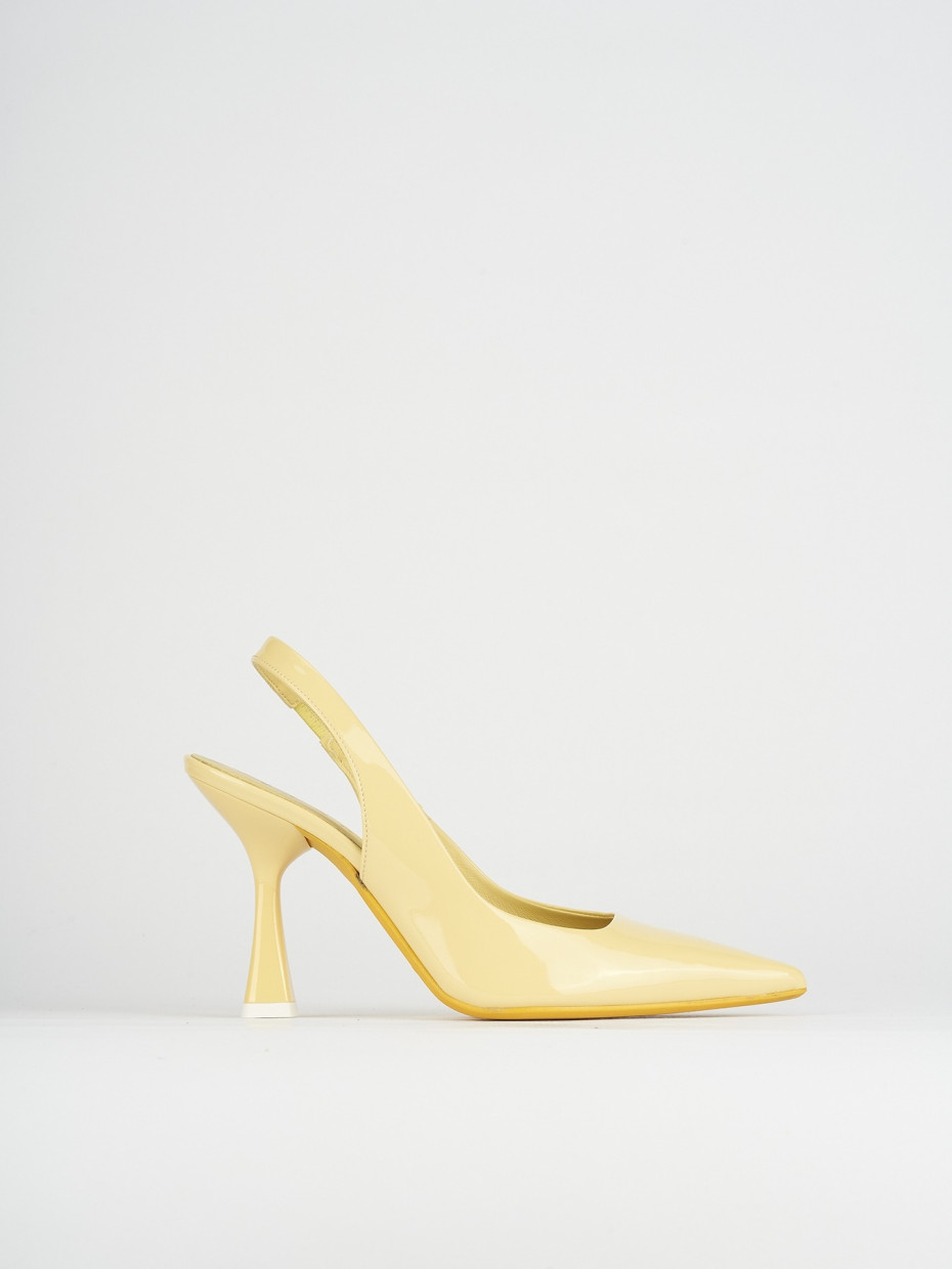 Slingback decoltè tacco 9 cm giallo vernice