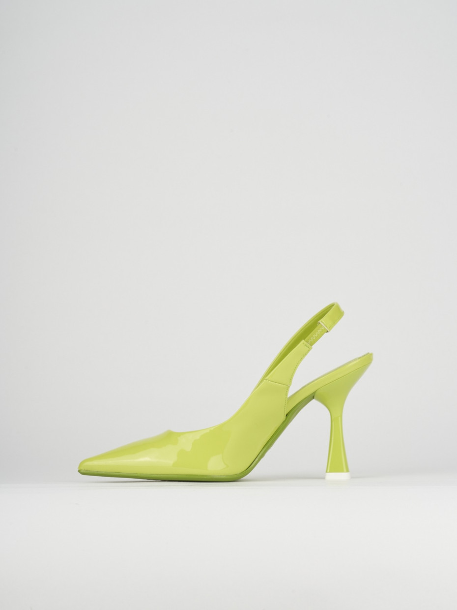 Slingback decoltè tacco 9 cm verde vernice