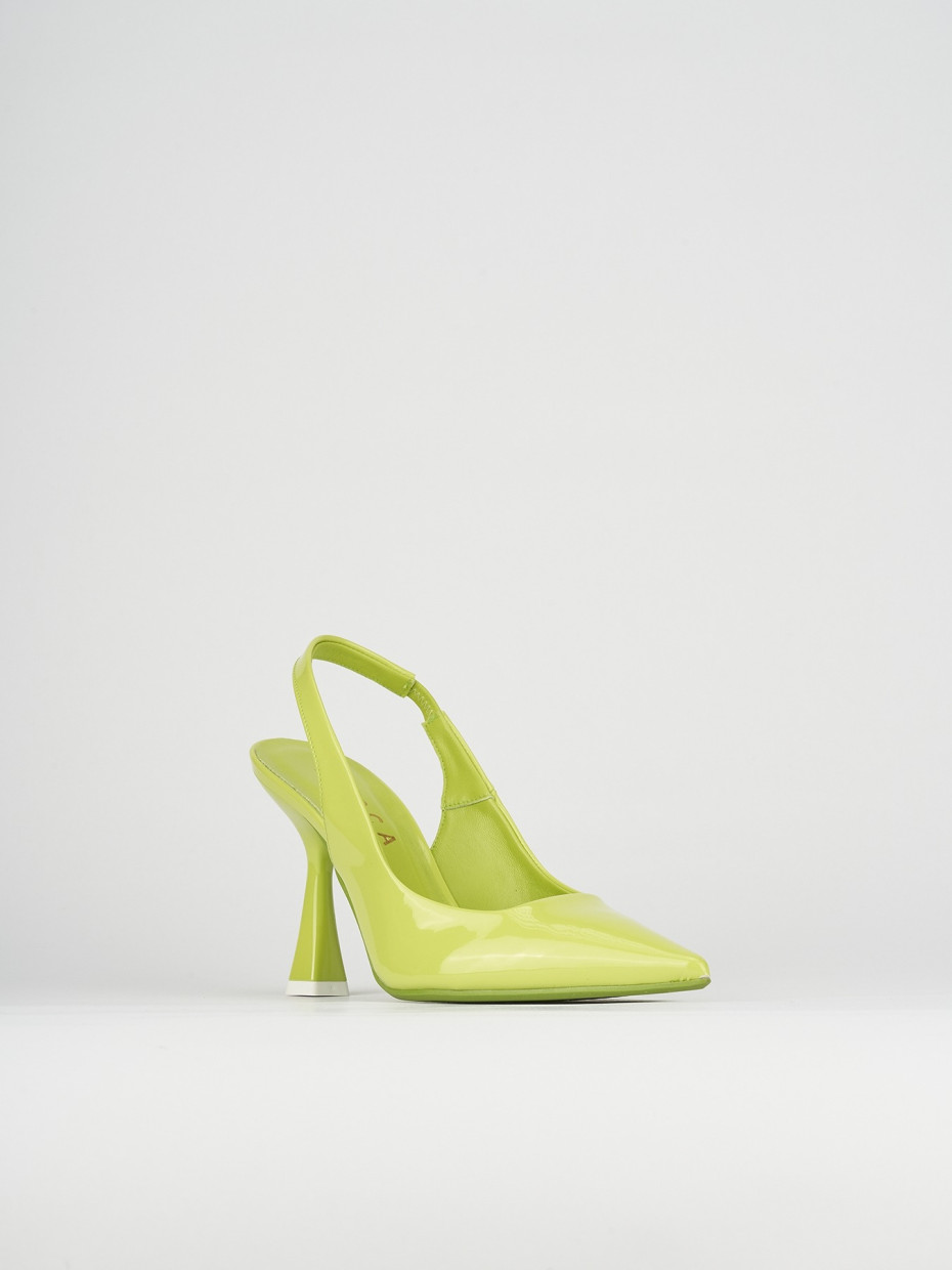 Slingback decoltè tacco 9 cm verde vernice