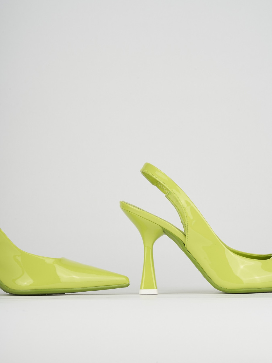 Slingback decoltè tacco 9 cm verde vernice