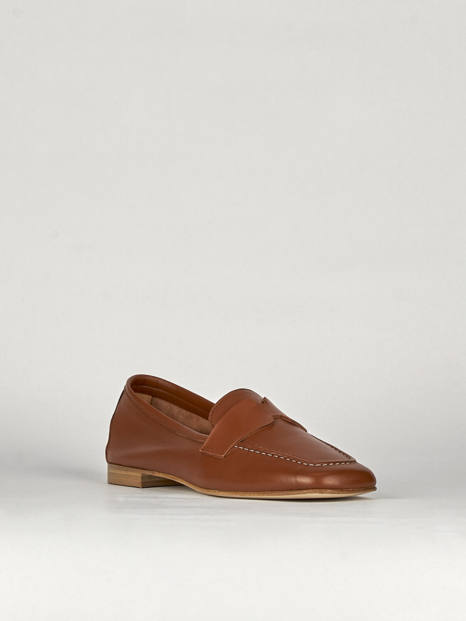 Mocassini tacco 1cm pelle marrone