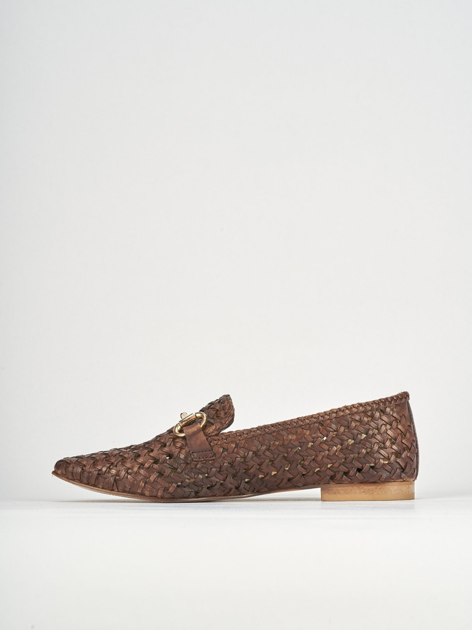 Mocassini tacco 1cm pelle marrone