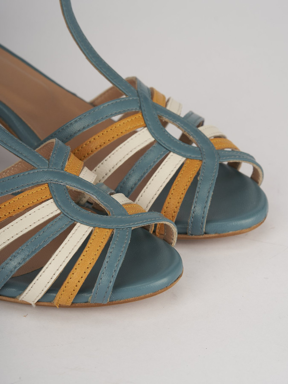 Sandali tacco 5cm pelle azzurro