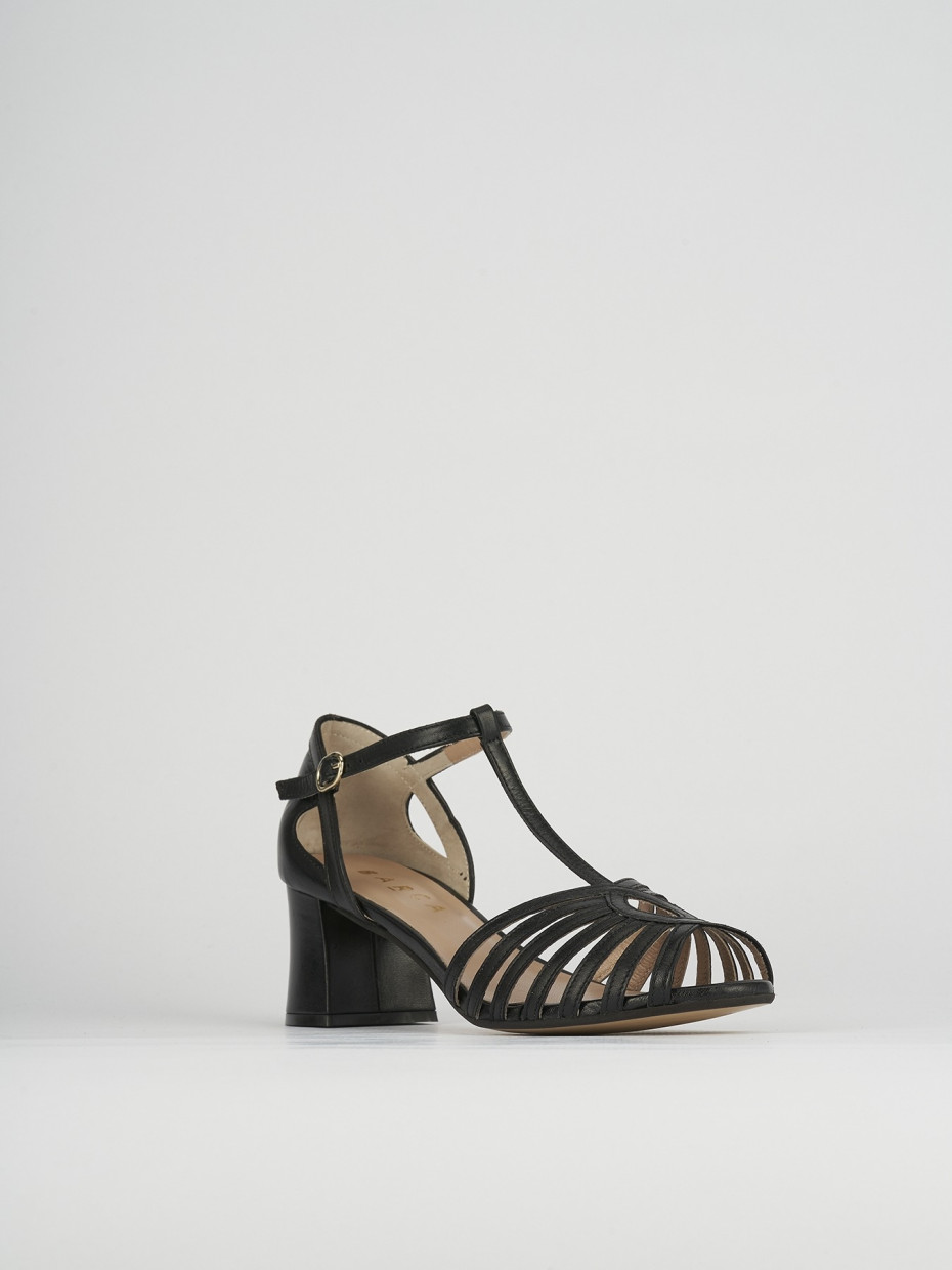 Sandali tacco 5cm pelle nero