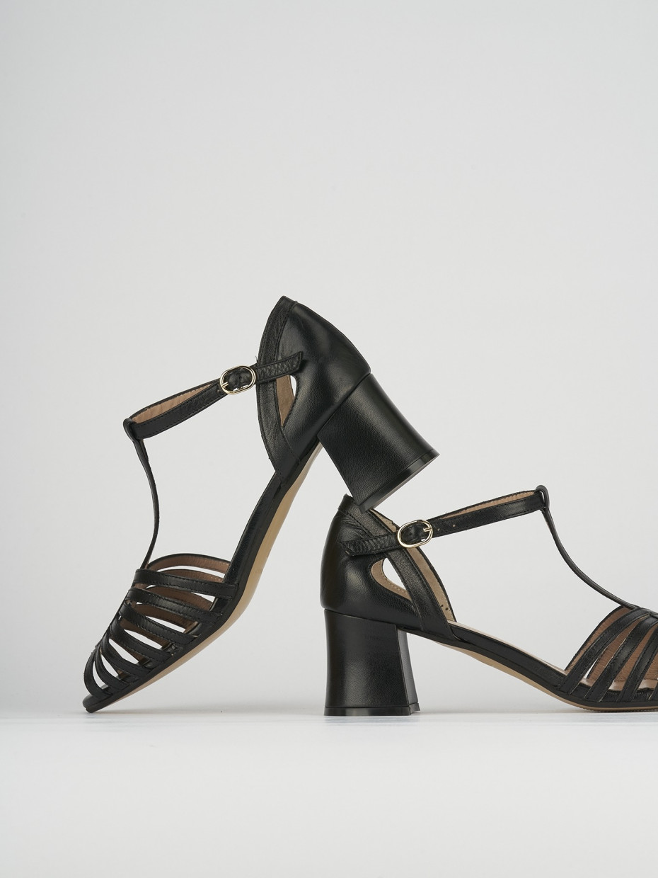 Sandali tacco 5cm pelle nero