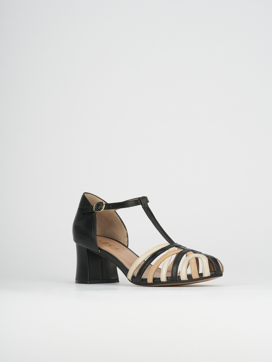 High heel sandals heel 5 cm black leather
