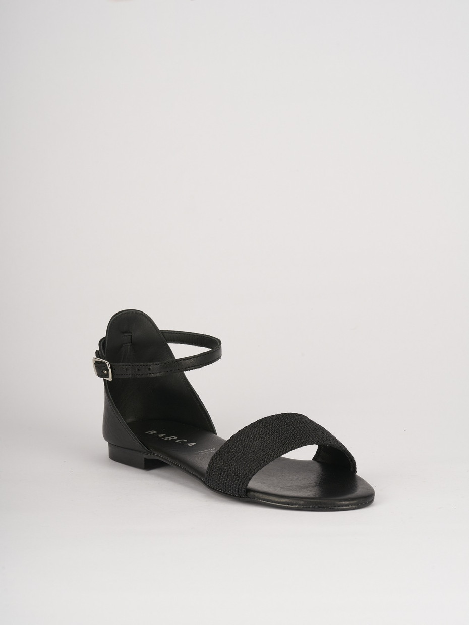 Low heel sandals heel 2 cm black leather