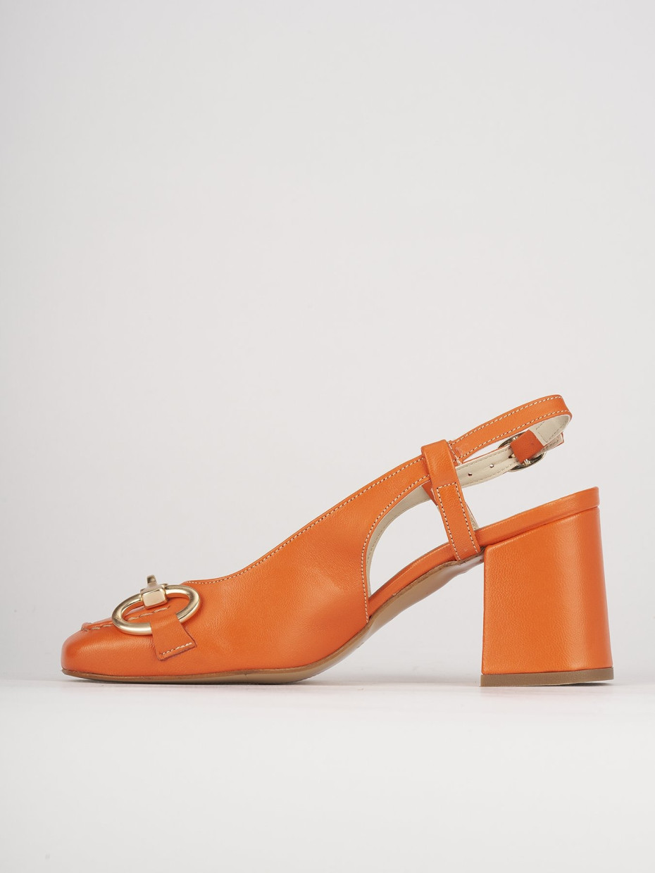 Pumps heel 6 cm orange leather
