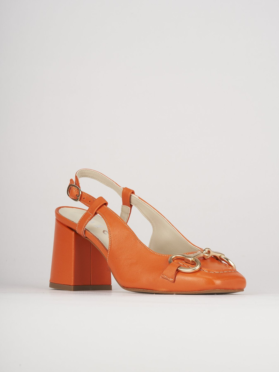 Pumps heel 6 cm orange leather