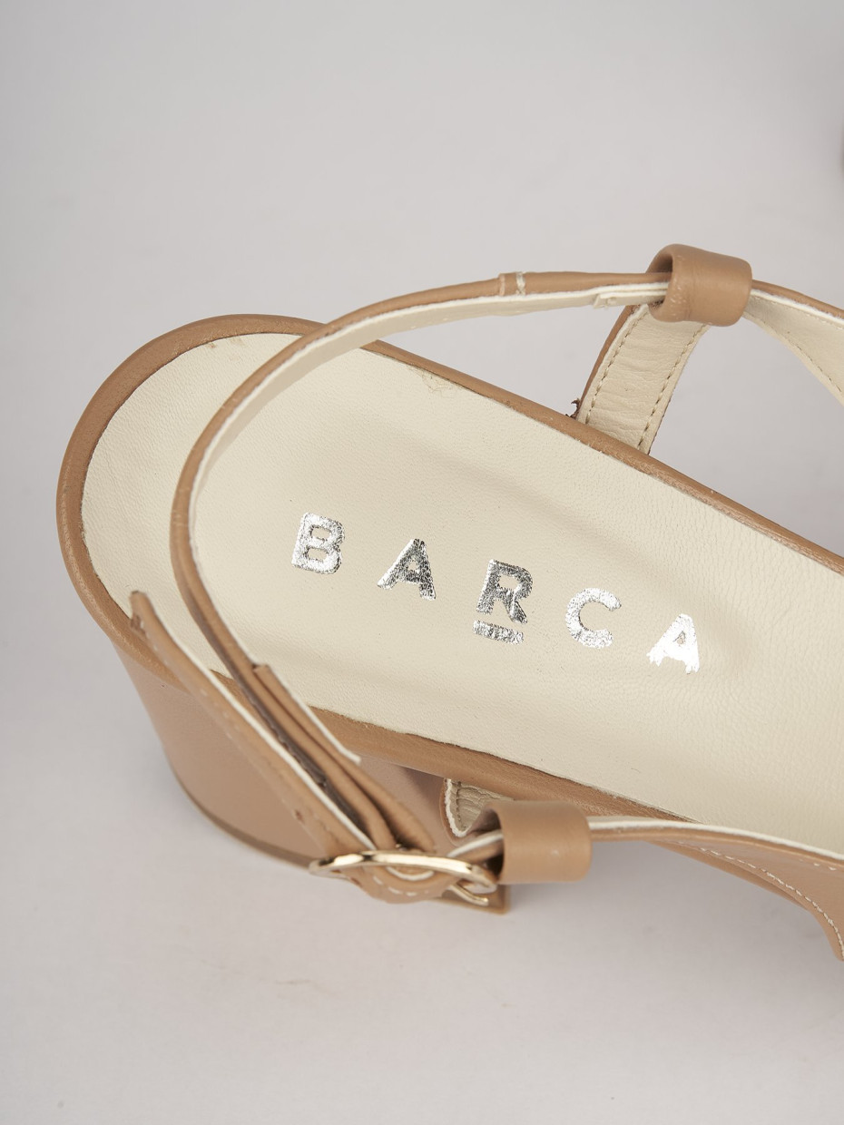 Décolleté e slingback tacco 6cm pelle marrone