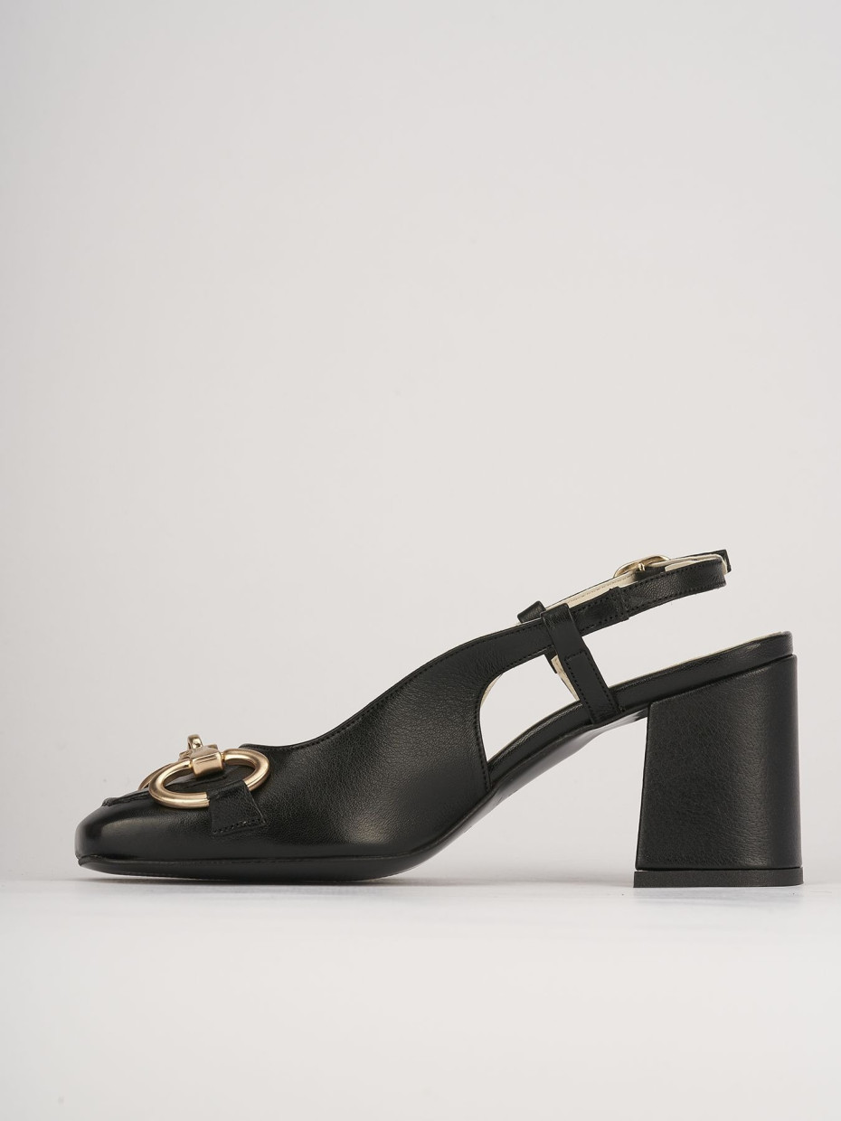 Décolleté e slingback tacco 6cm pelle nero
