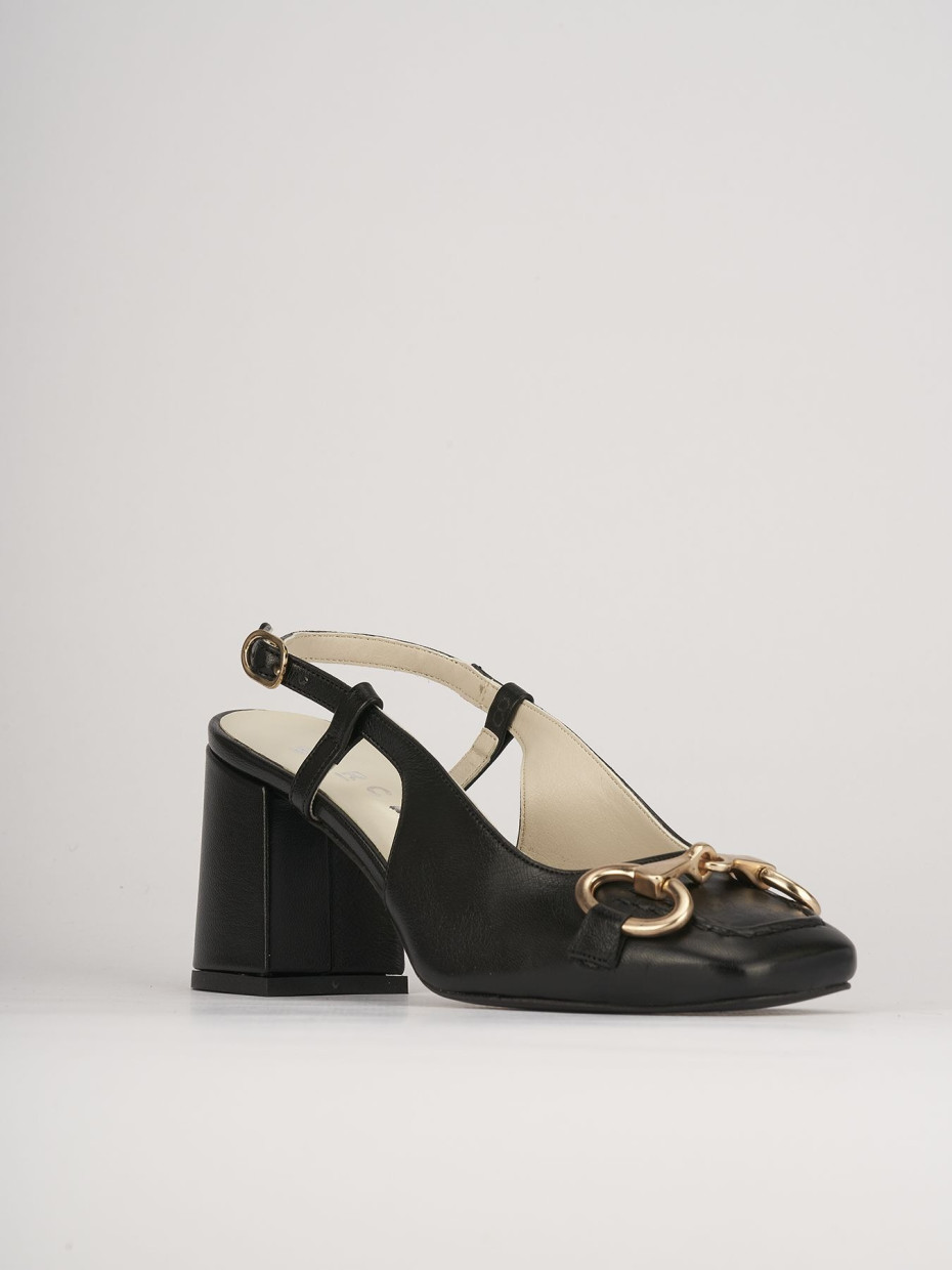 Décolleté e slingback tacco 6cm pelle nero