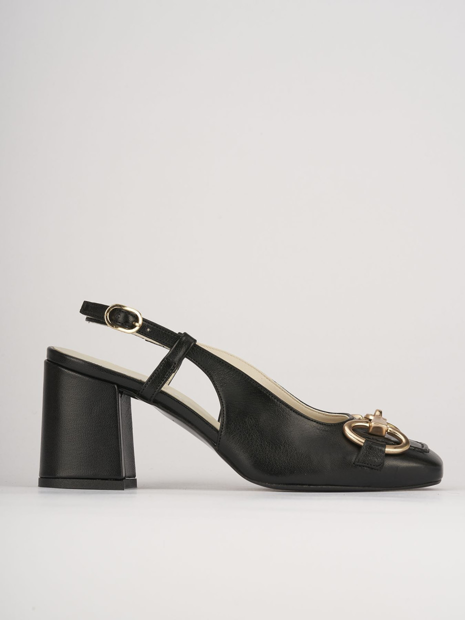 Décolleté e slingback tacco 6cm pelle nero