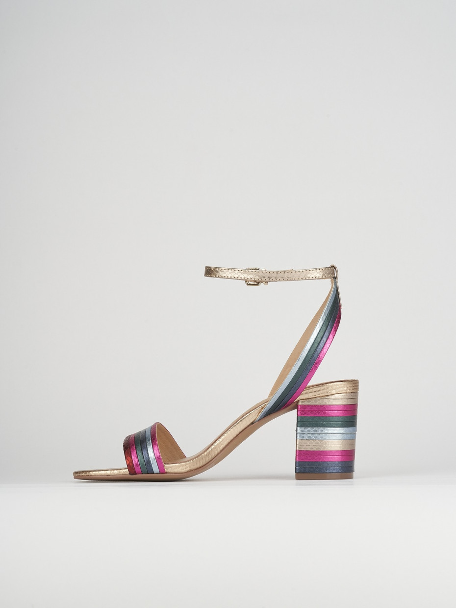 Sandali tacco 7cm pelle multicolor