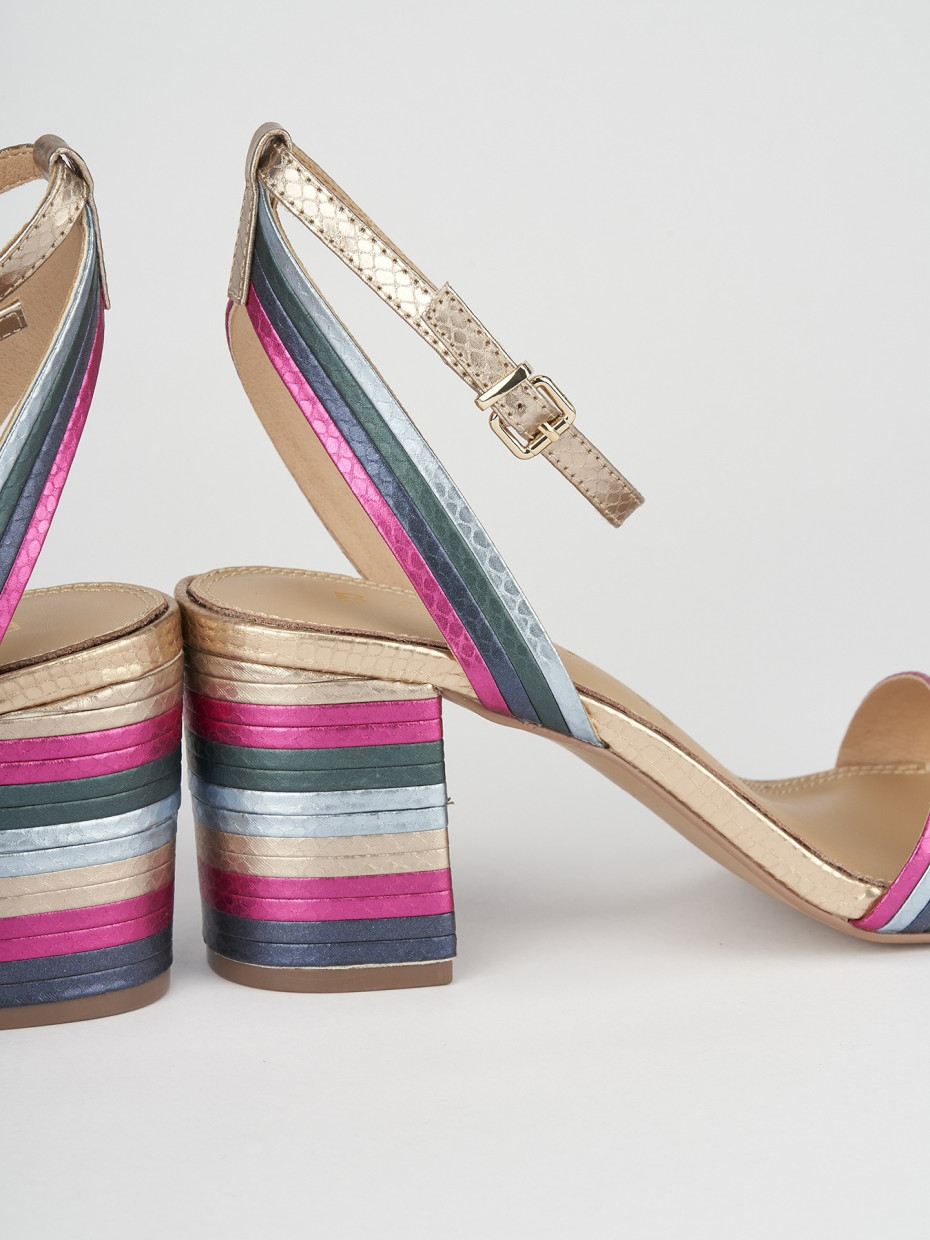 Sandali tacco 7cm pelle multicolor