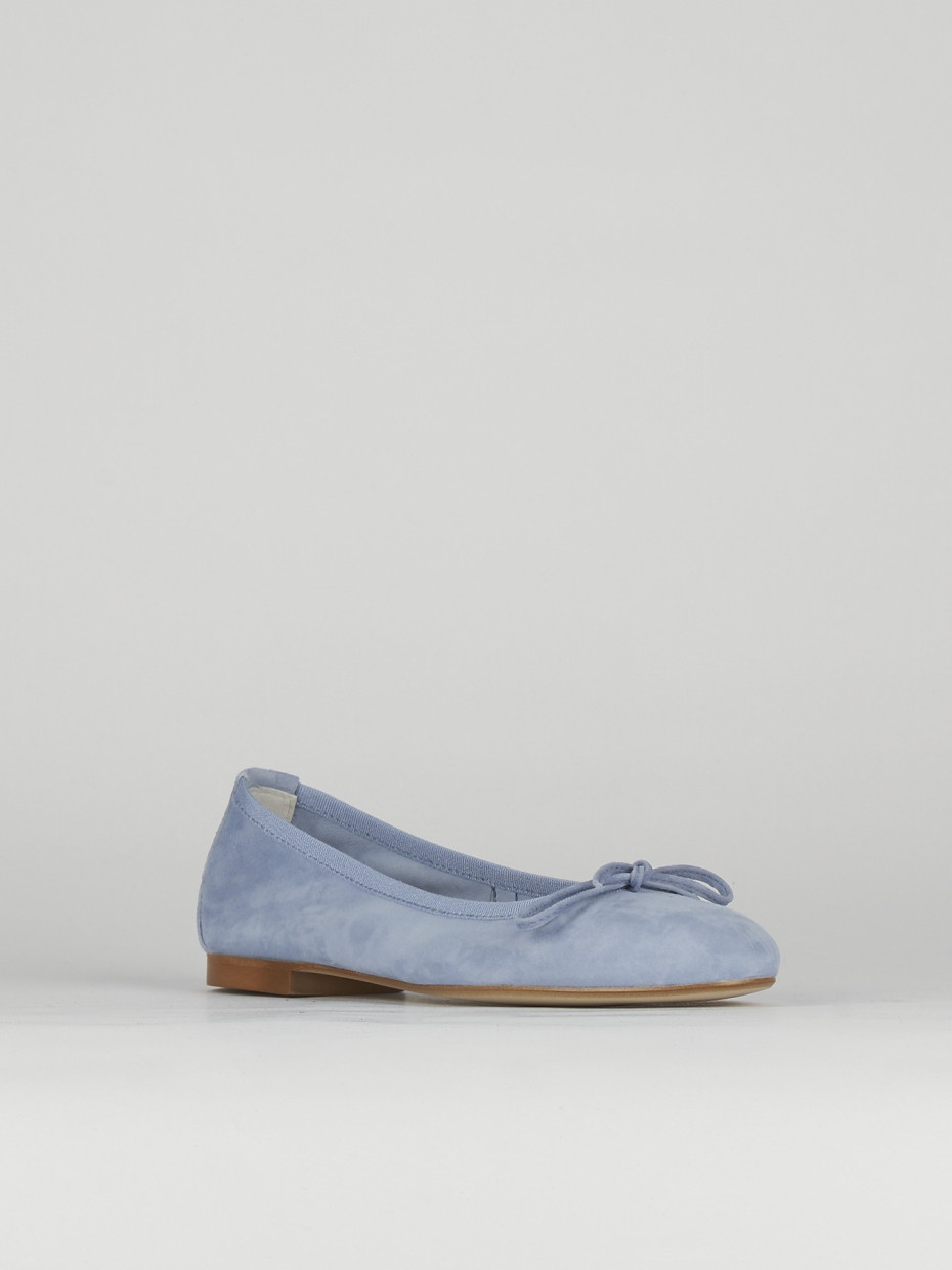 Flat shoes heel 1 cm light blue chamois