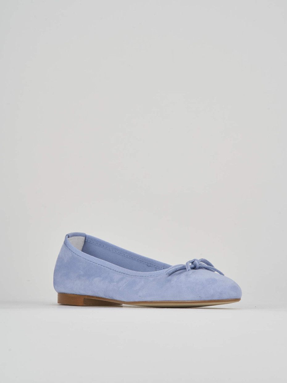 Flat shoes heel 1 cm light blue chamois