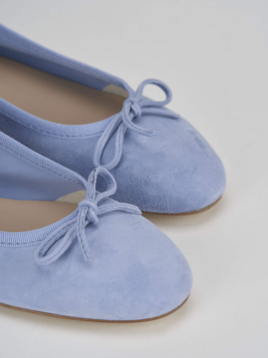 Flat shoes heel 1 cm light blue chamois