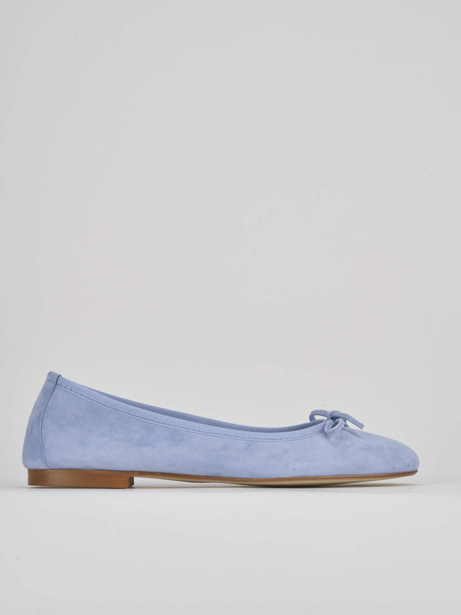 Flat shoes heel 1 cm light blue chamois