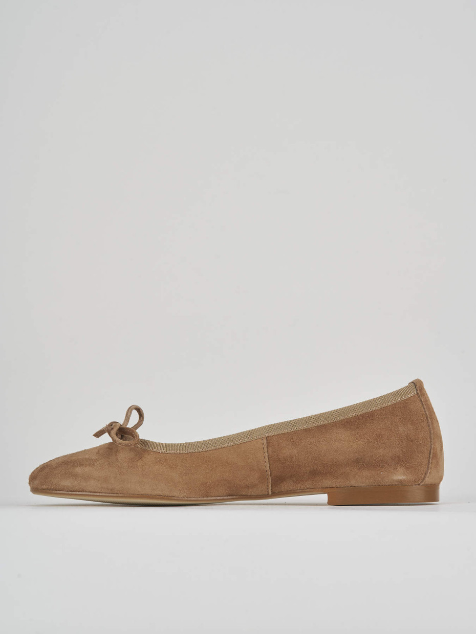 Flat shoes heel 1 cm brown chamois