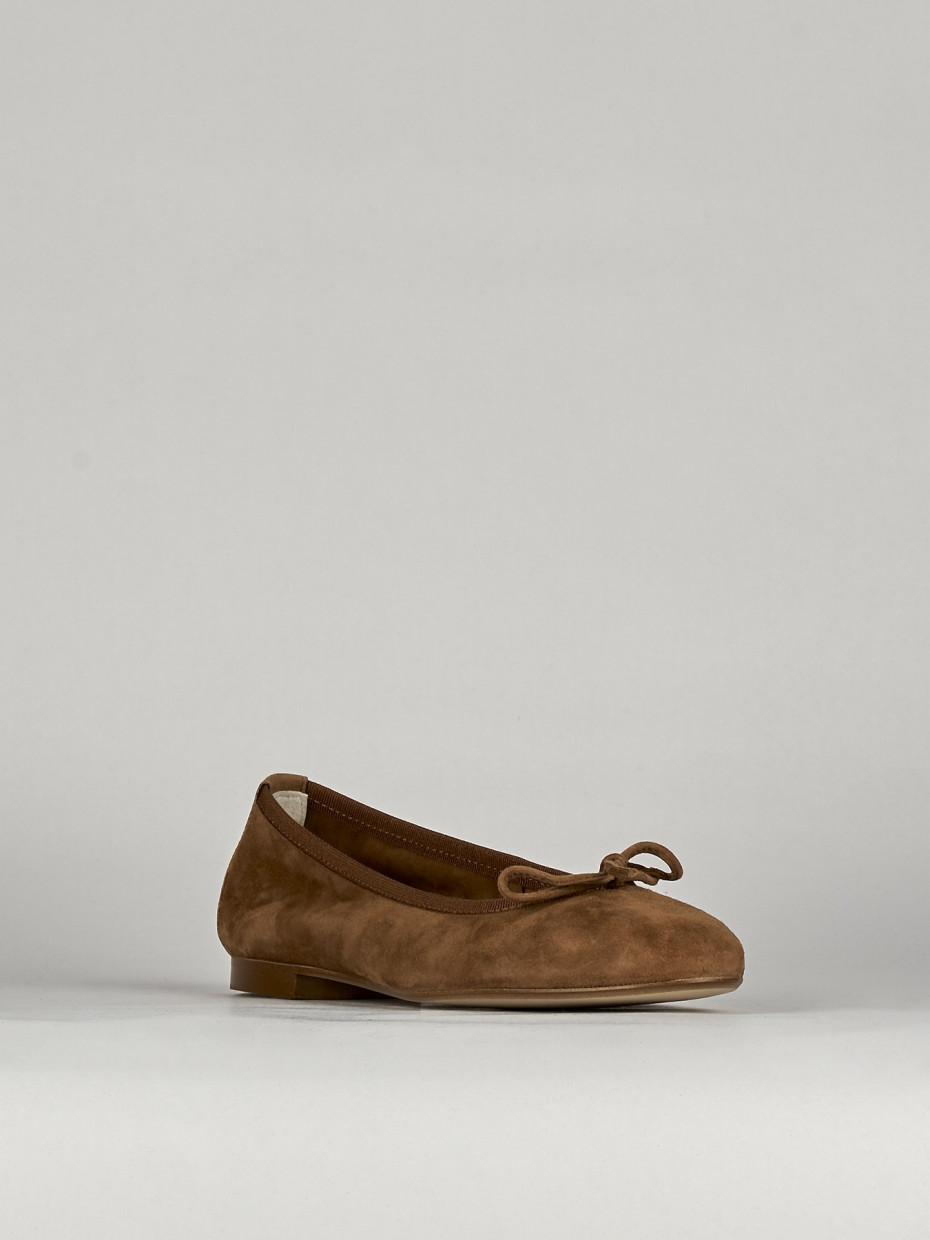 Flat shoes heel 1 cm brown chamois