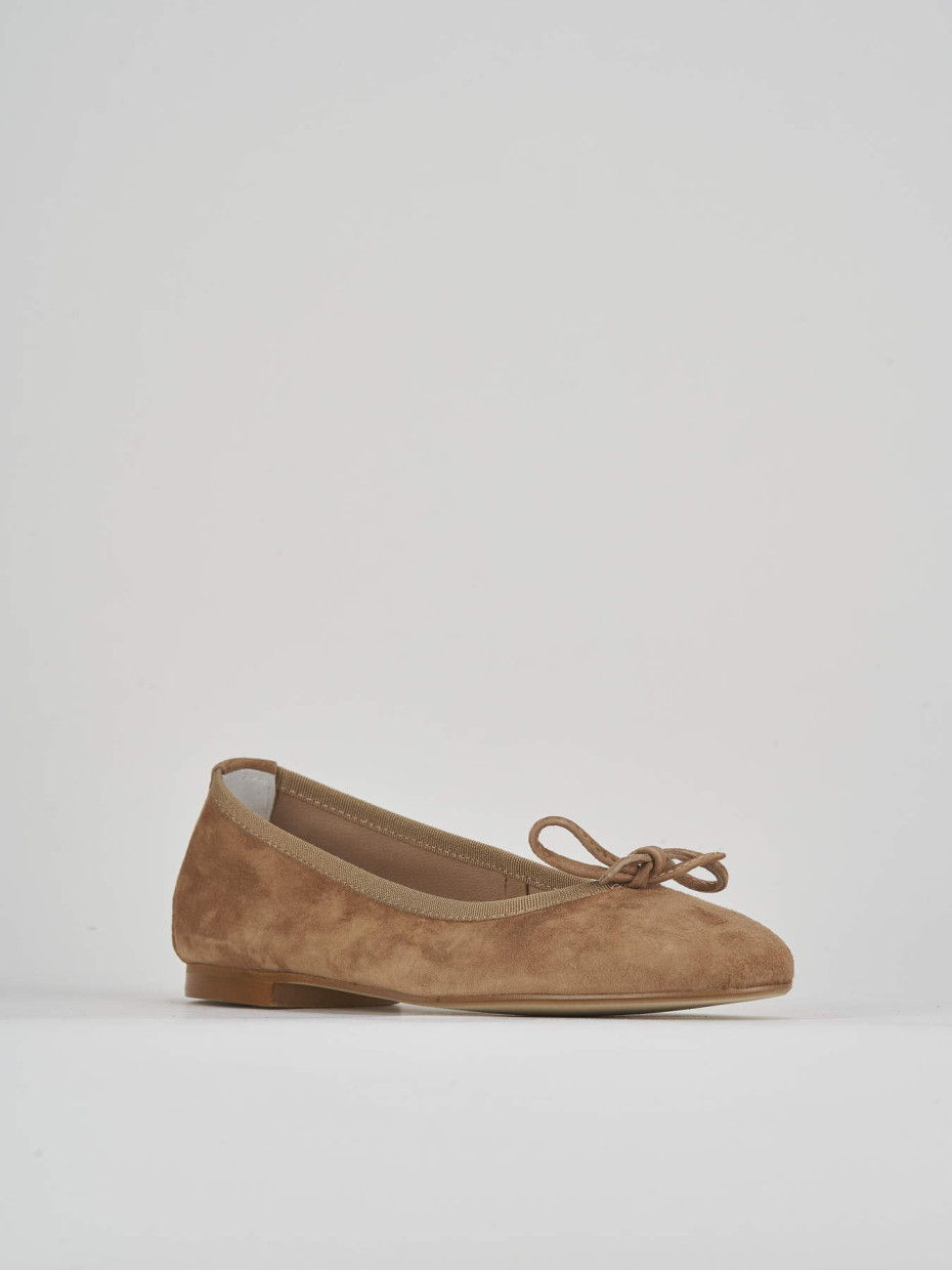 Flat shoes heel 1 cm brown chamois