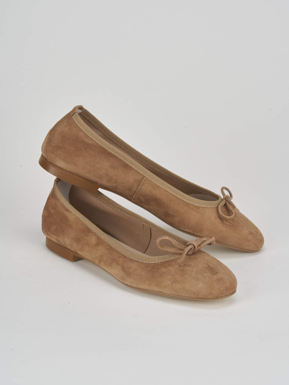 Flat shoes heel 1 cm brown chamois