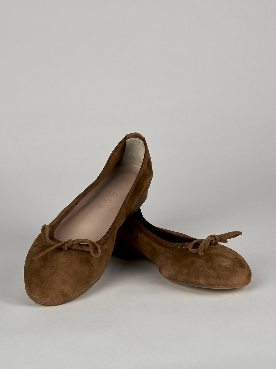 Flat shoes heel 1 cm brown chamois