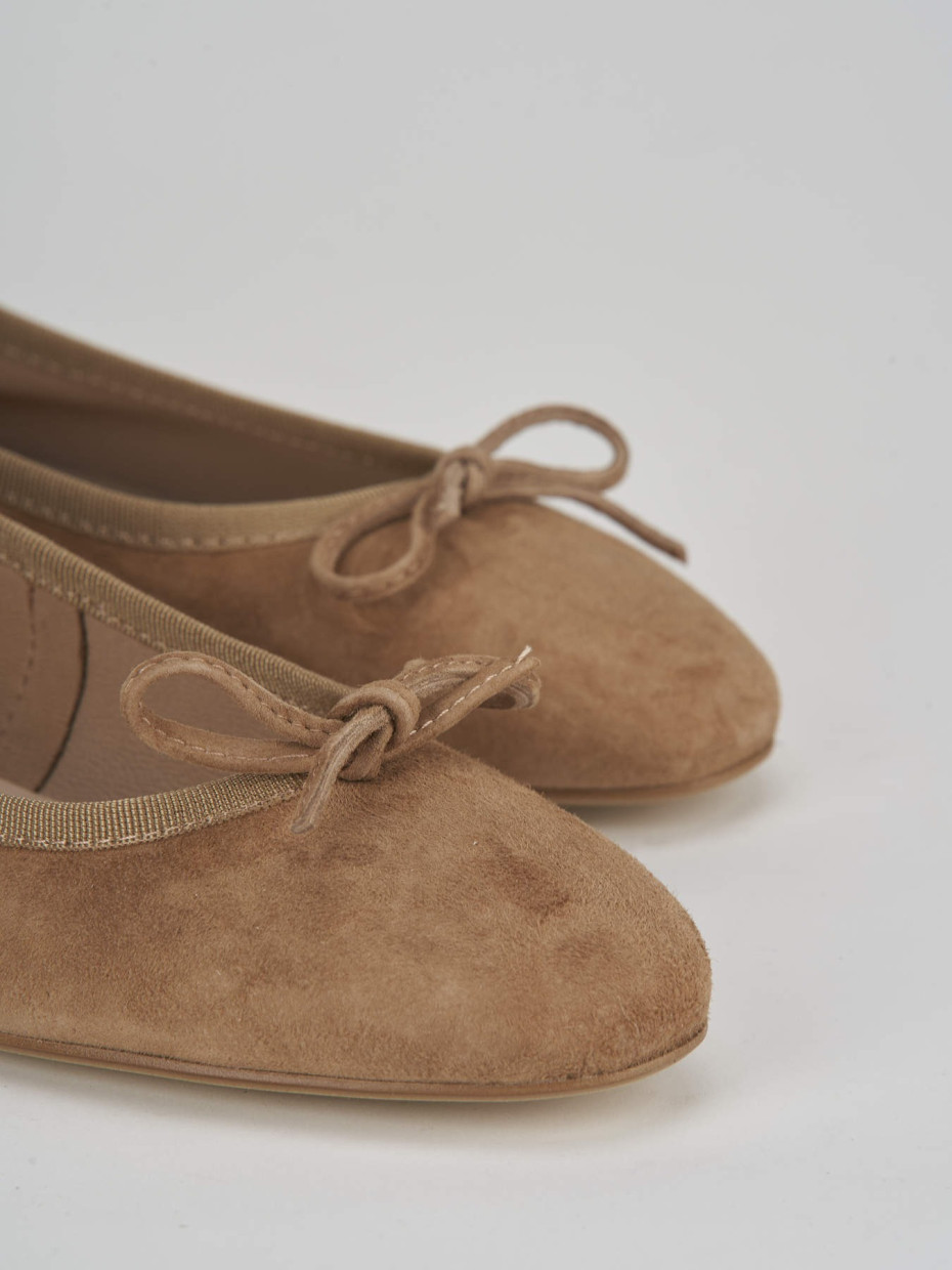 Flat shoes heel 1 cm brown chamois