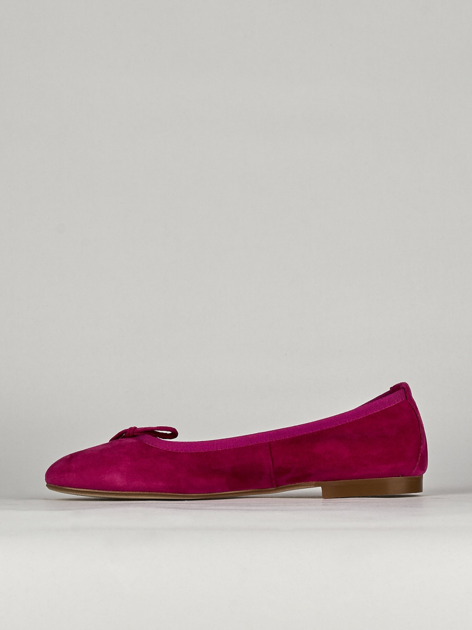Ballerina tacco 1 cm rosa camoscio