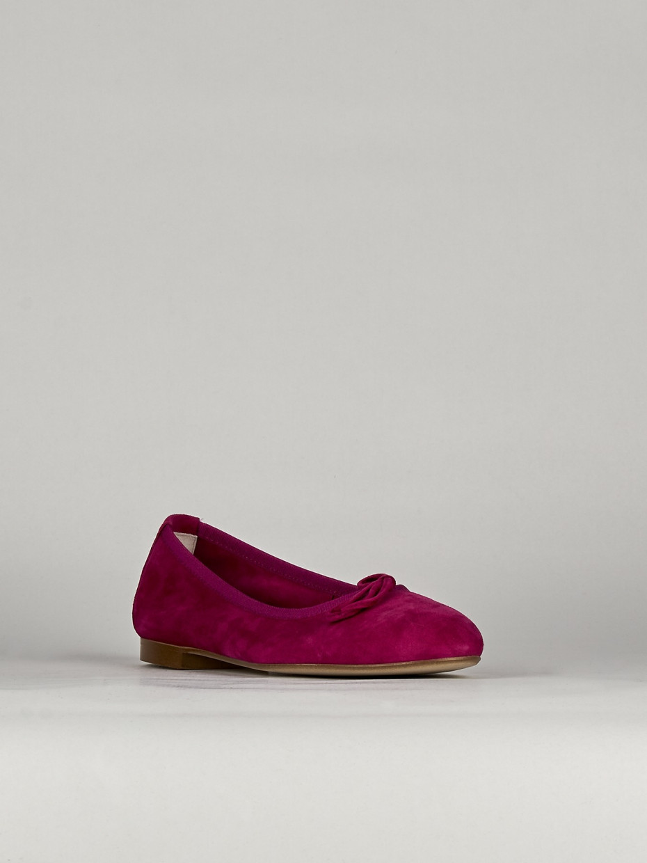 Ballerina tacco 1 cm rosa camoscio