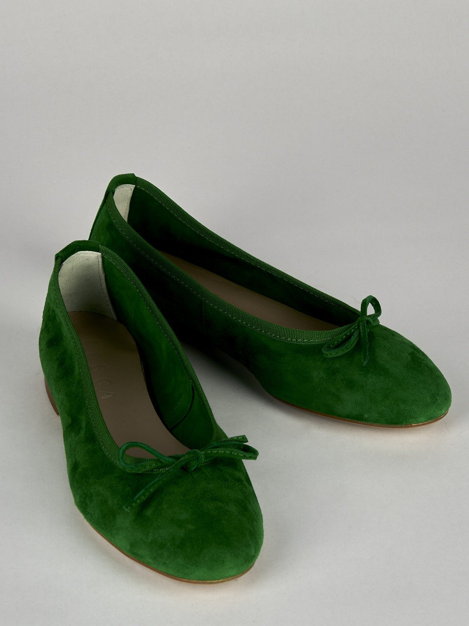 Ballerina tacco 1 cm verde camoscio