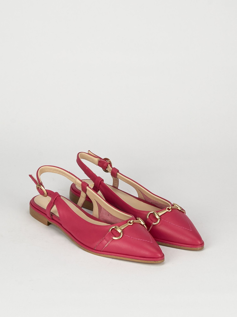 Ballerina slingback decoltè tacco 1 cm rosa pelle
