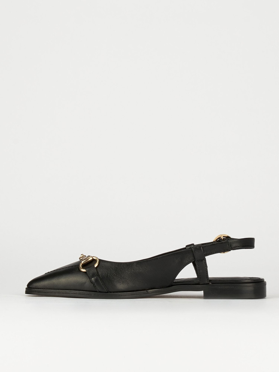 Ballerina slingback decoltè tacco 1 cm nero pelle