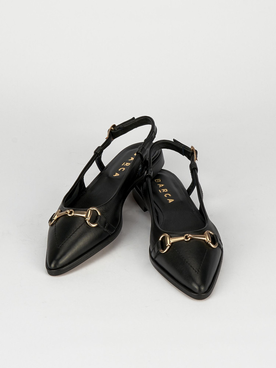 Ballerina slingback decoltè tacco 1 cm nero pelle