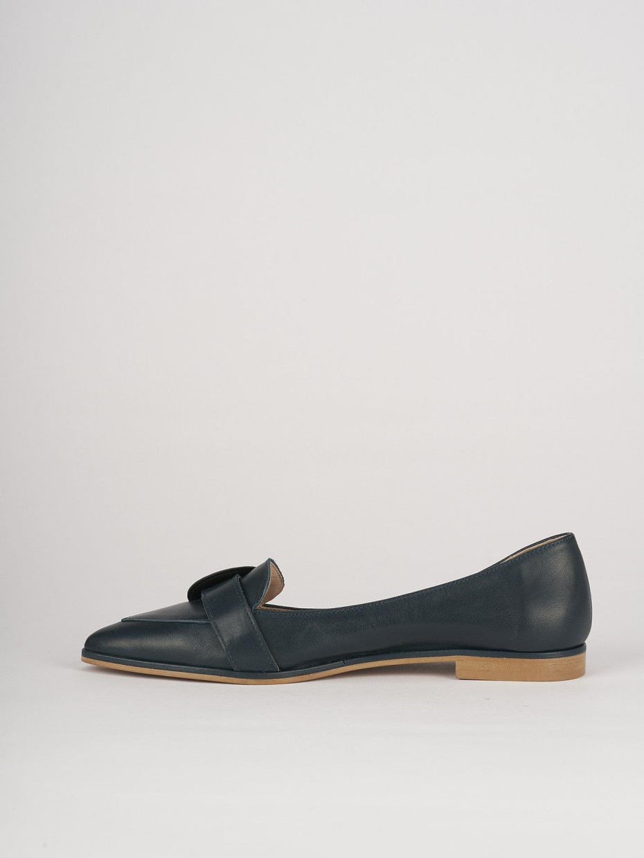 Flat shoes heel 1 cm blu leather