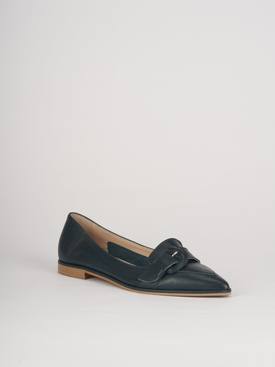 Flat shoes heel 1 cm blu leather