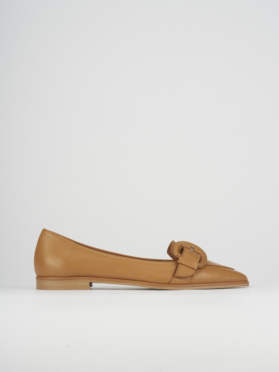 Flat shoes woman heel 1 cm brown leather Barca Stores