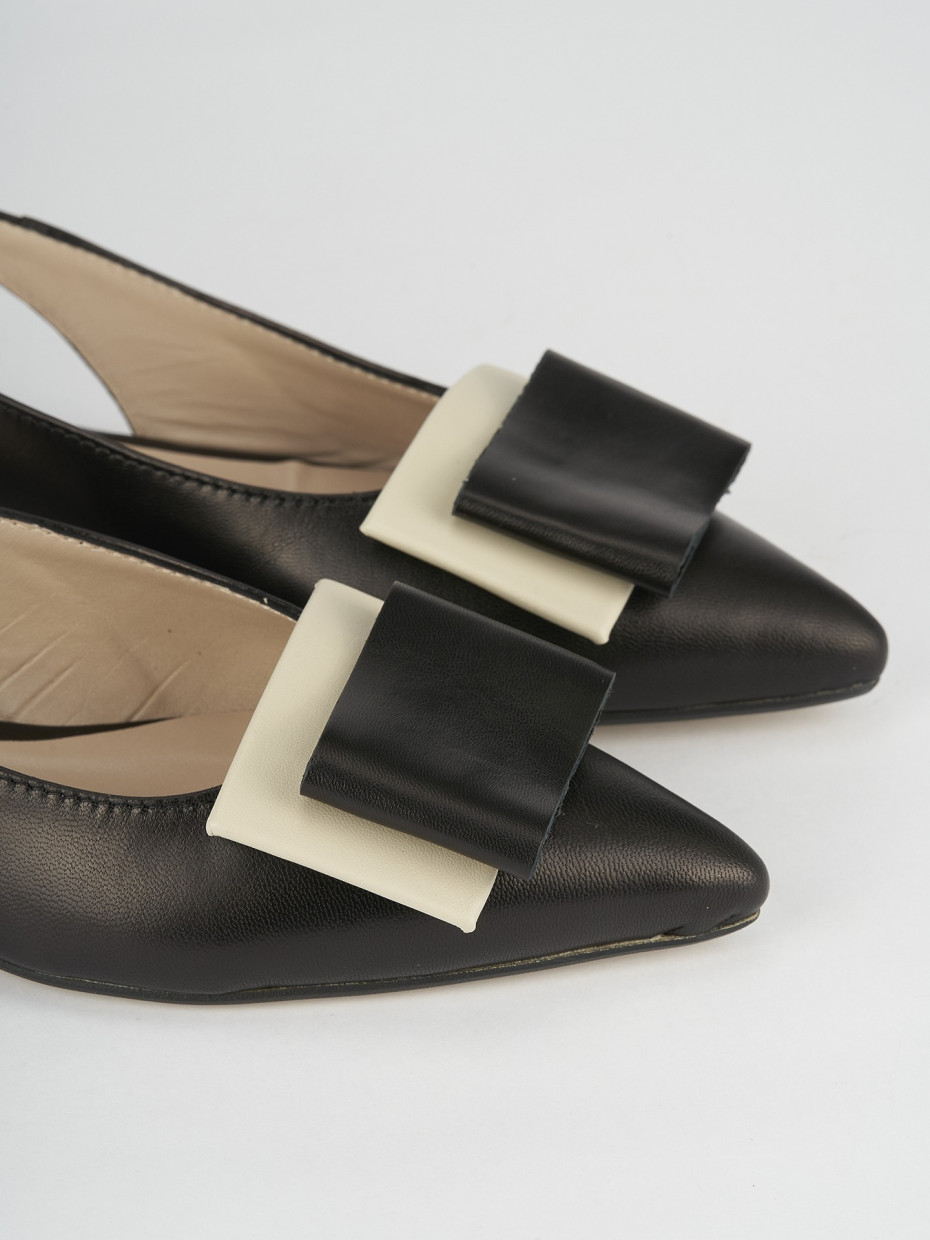 Flat shoes heel 1 cm black leather