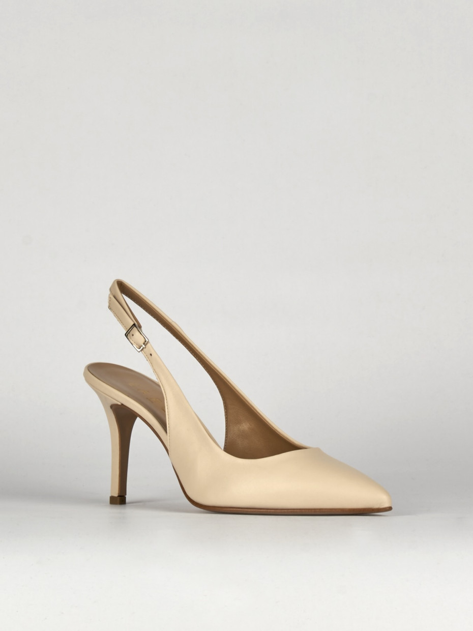 Pumps heel 7 cm beige leather