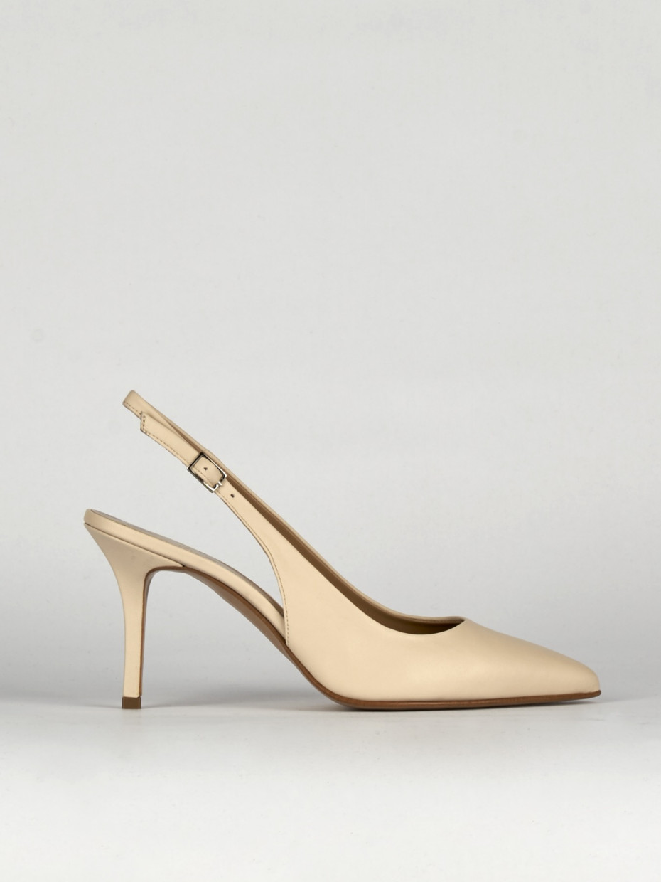 Pumps heel 7 cm beige leather