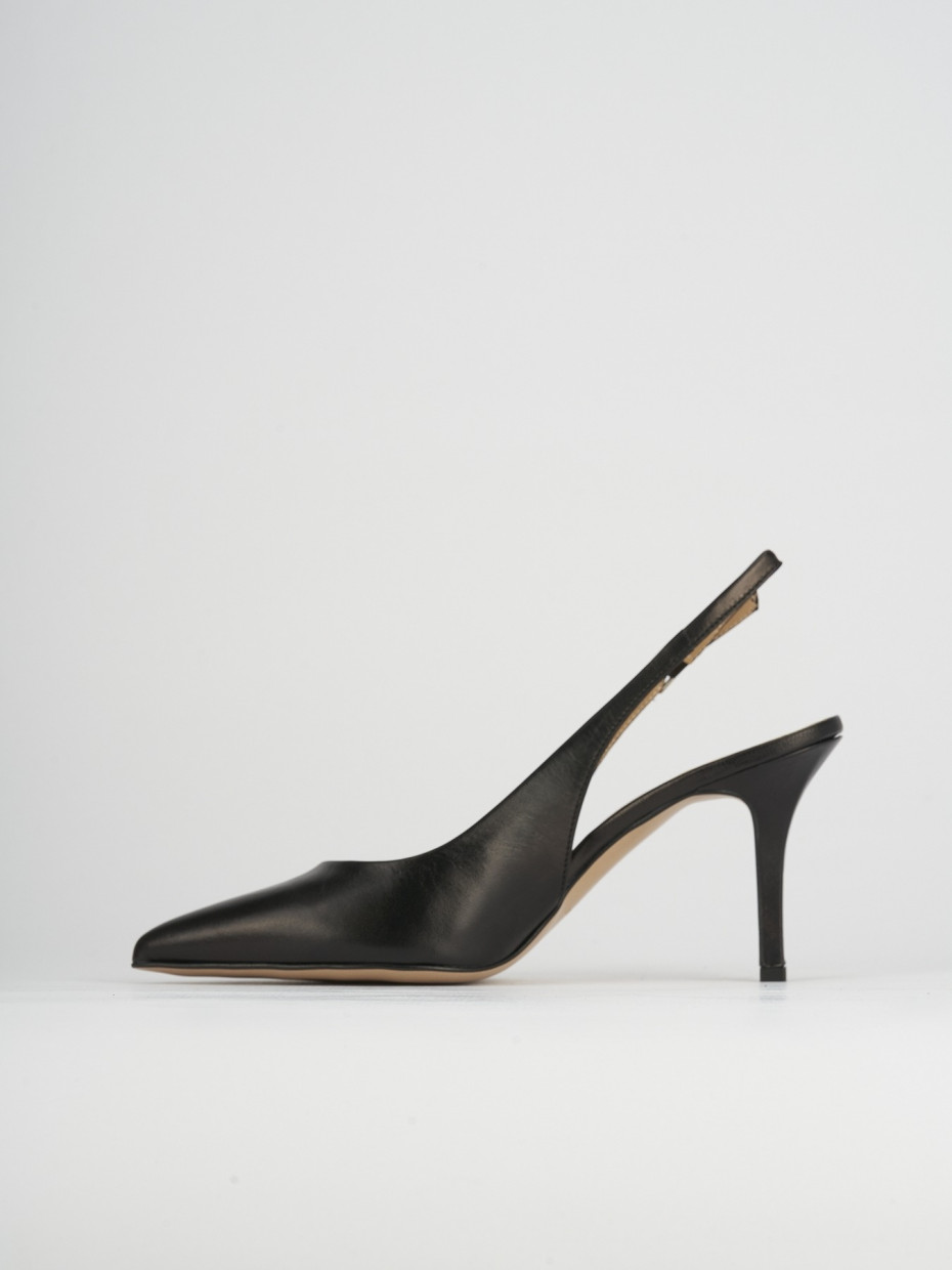 Slingback decoltè tacco 8 cm nero pelle