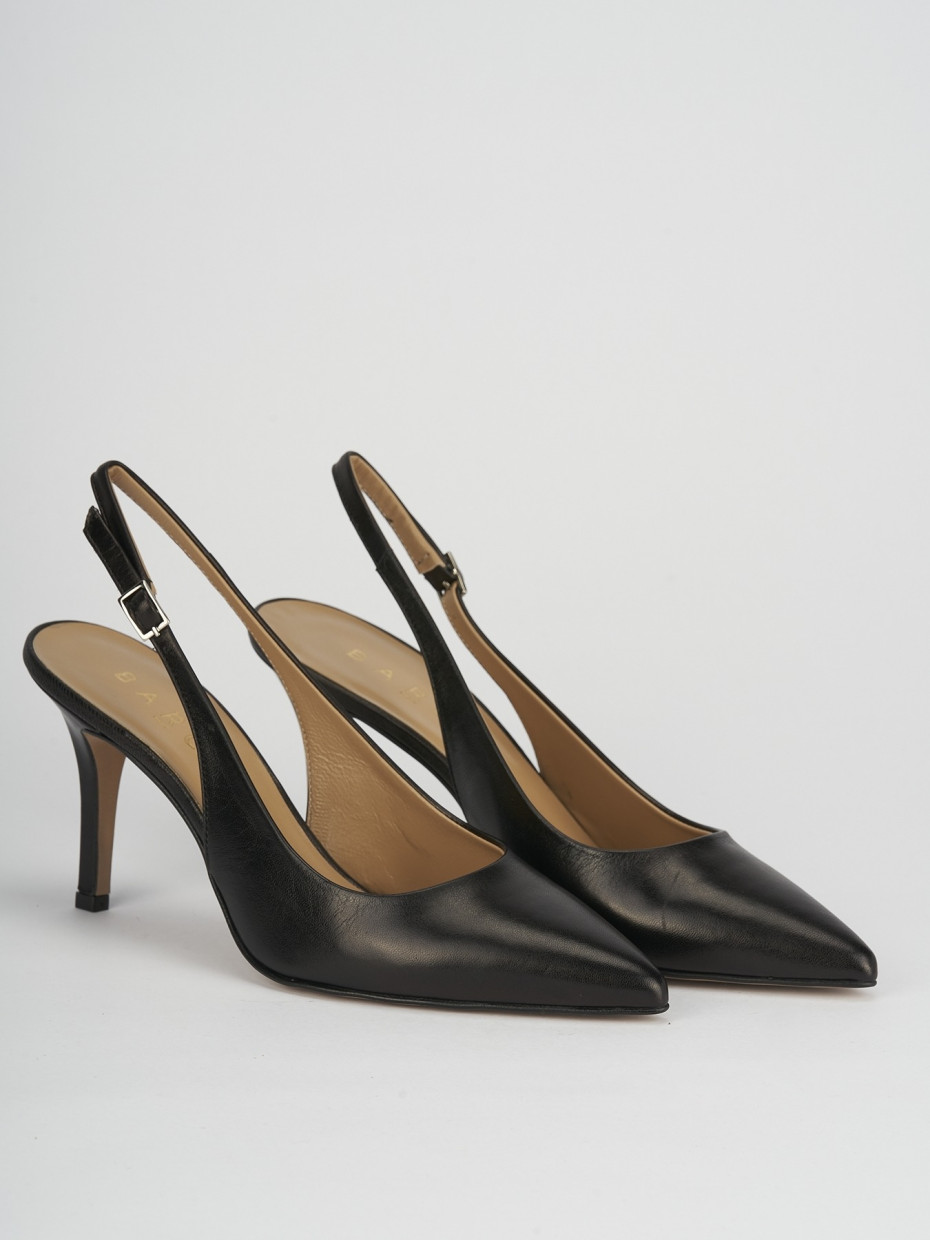 Slingback decoltè tacco 8 cm nero pelle